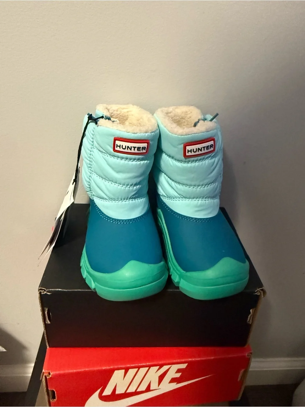 Hunter Kids' Light Blue and Teal Insulated Rain Boots
